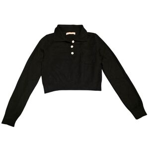 Black Long Sleeve Collared Sweater Small